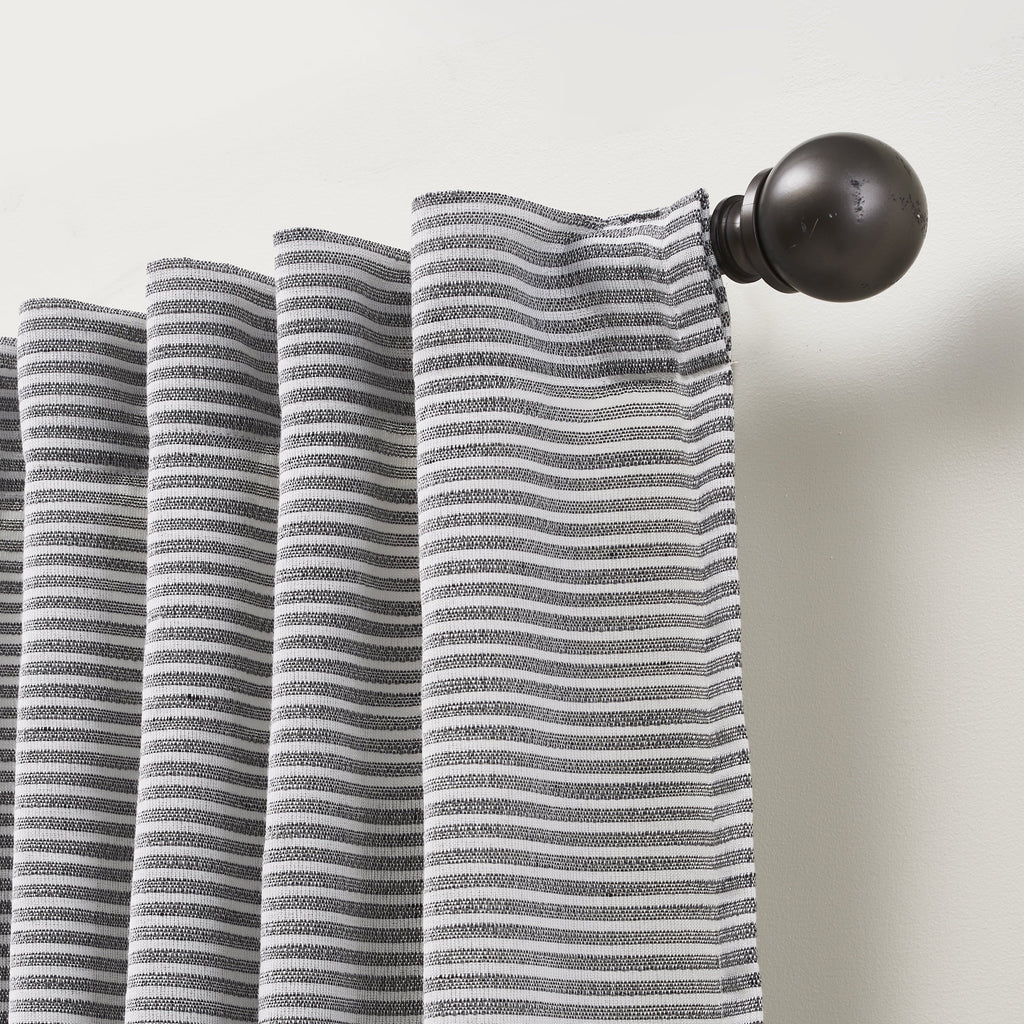 Better Homes & Gardens Textured Stripe Curtain (Single Curtain), 54x63, Rich Black