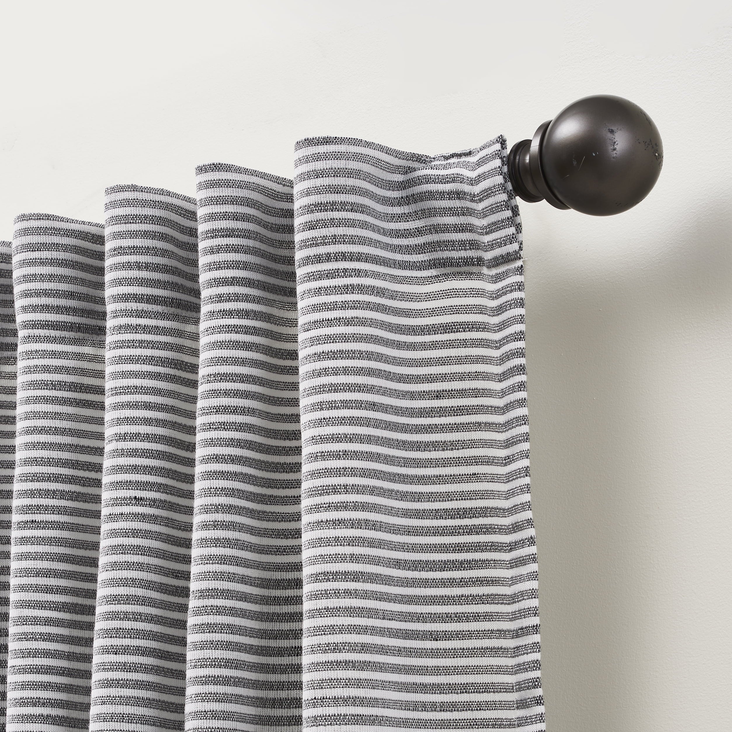 Better Homes & Gardens Textured Stripe Curtain (Single Curtain), 54x63, Rich Black