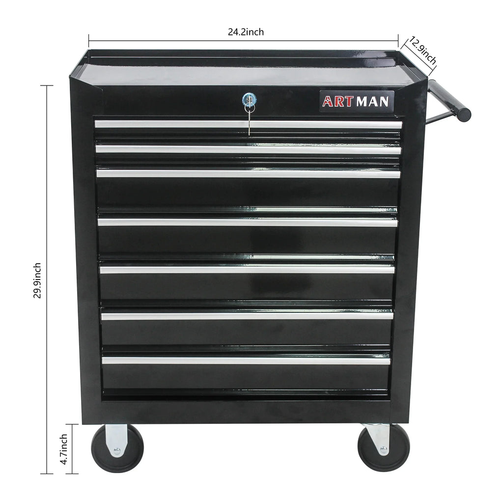ARTMAN 7 Drawer Tool Rolling Storage Cart ,Tool Boxes Tool Chest with Wheels and Drawers for Garage Workshop Warehouse