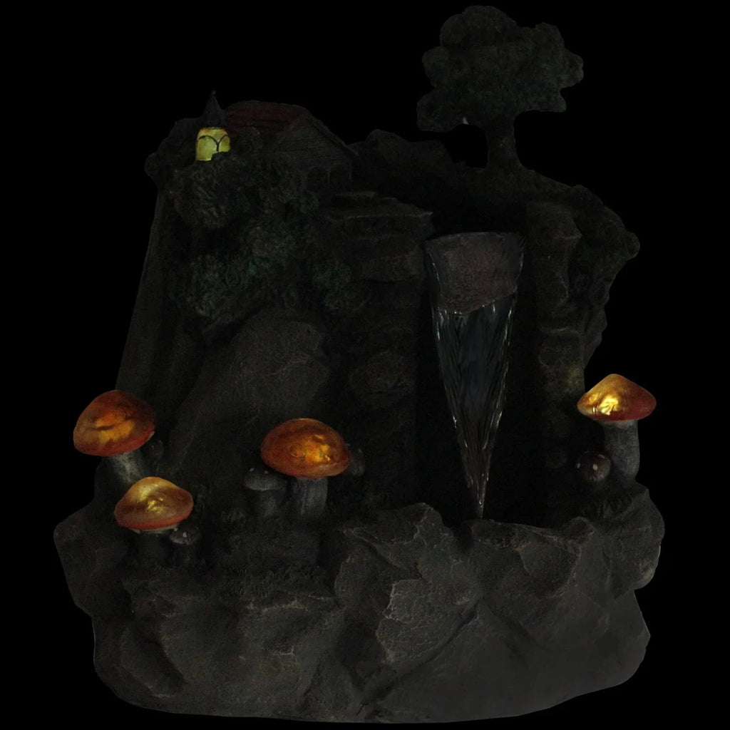 Northlight 24.5 Solar LED Lighted Mushrooms By Waterfall Outdoor Patio Garden Water Fountain