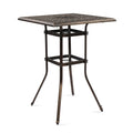 Ktaxon 31.5 Patio Bar Height Table, All-Weather Cast Aluminium Square Bar Bistro Table with 2 Umbrella Hole, Outdoor Tall Table for Porch Balcony Backyard Garden, Antique Bronze