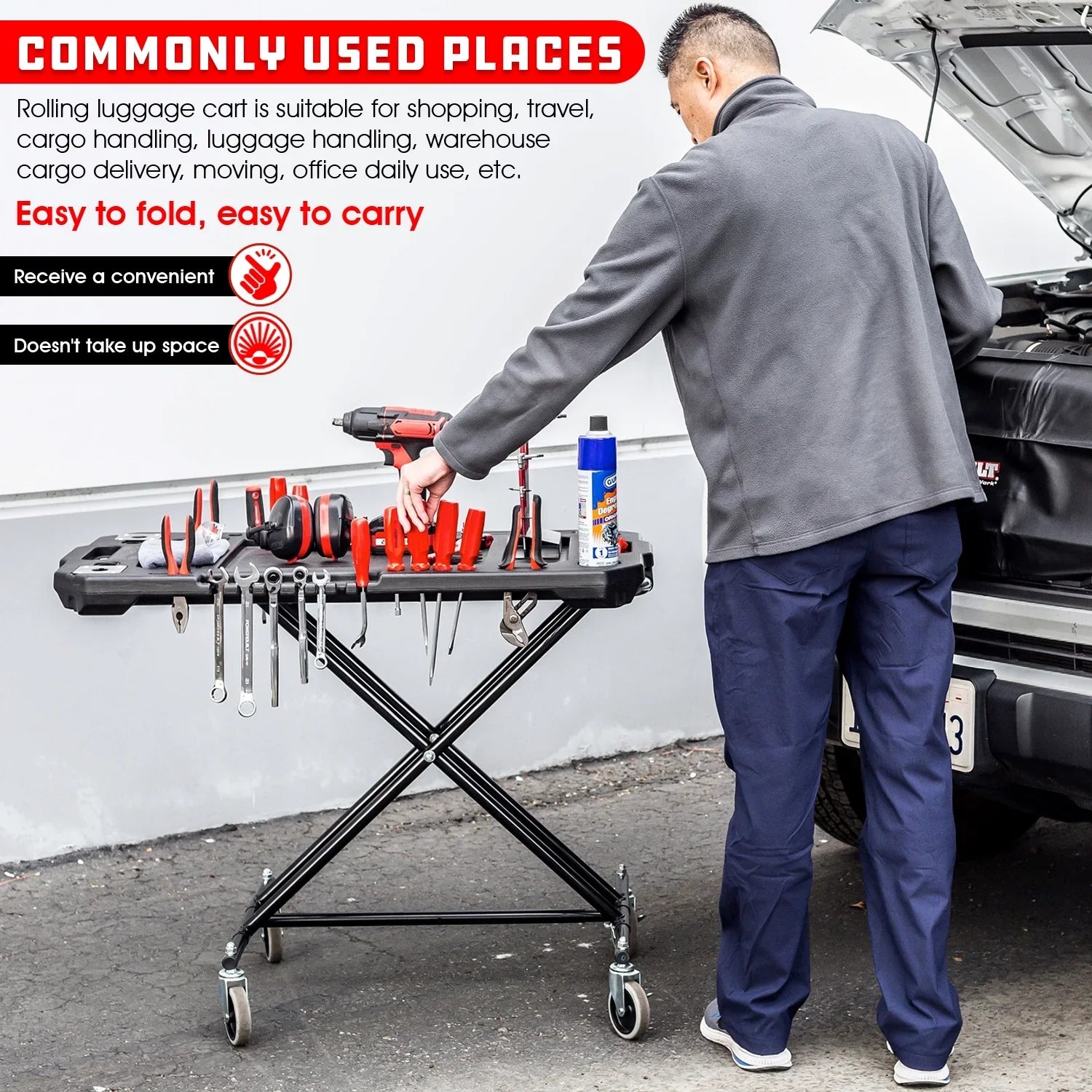 Powerbuilt 3-in-1 Heavy-Duty Work Table Dolly Cart - 642928ECE