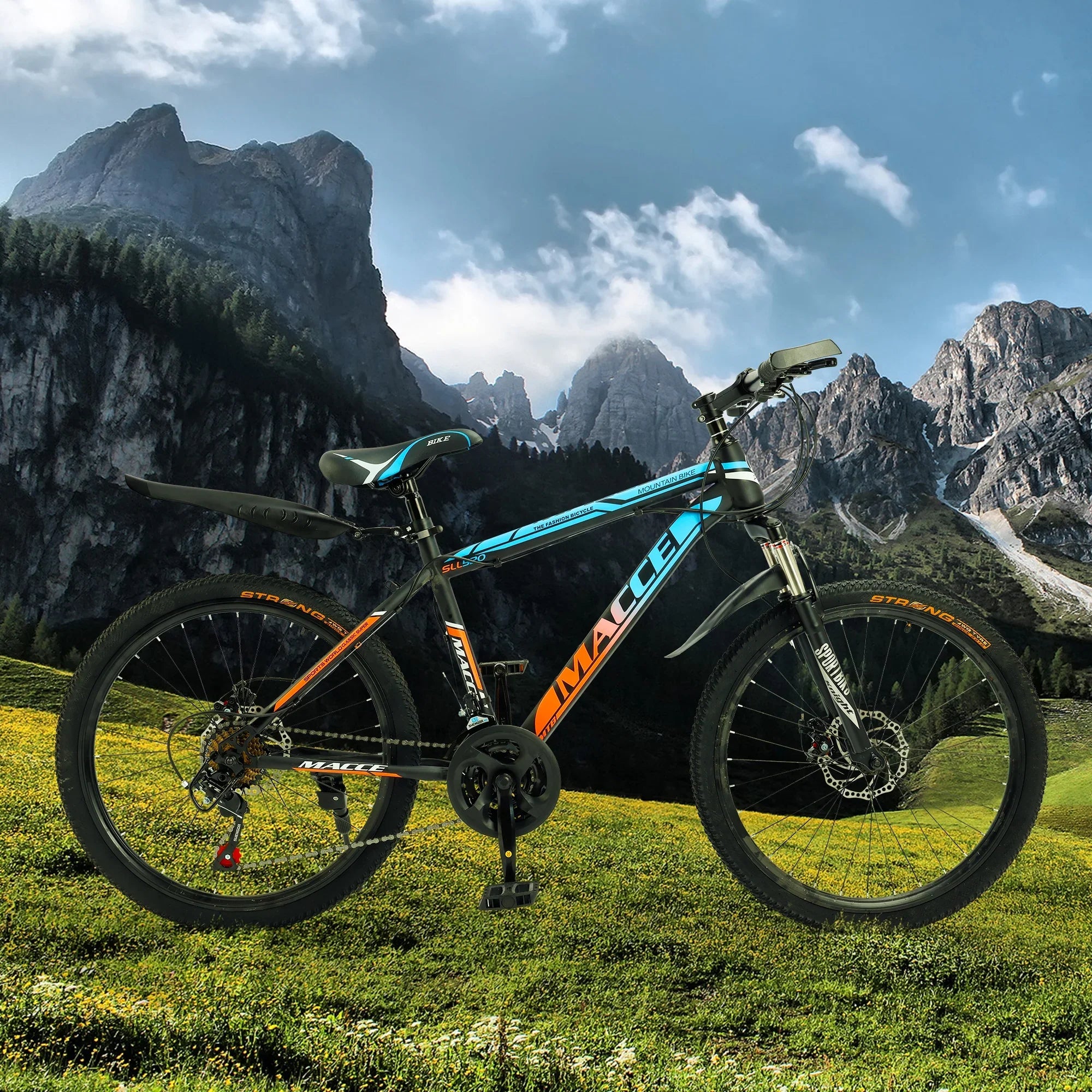 ARTUDATECH 24 26 27.5 Inch Mountain Bike, 24 Speeds with V/Disc Brakes High-Carbon Steel Frame Mens Womens Mountain Bike, Front Suspension MTB Bicycle for Adult & Teenagers