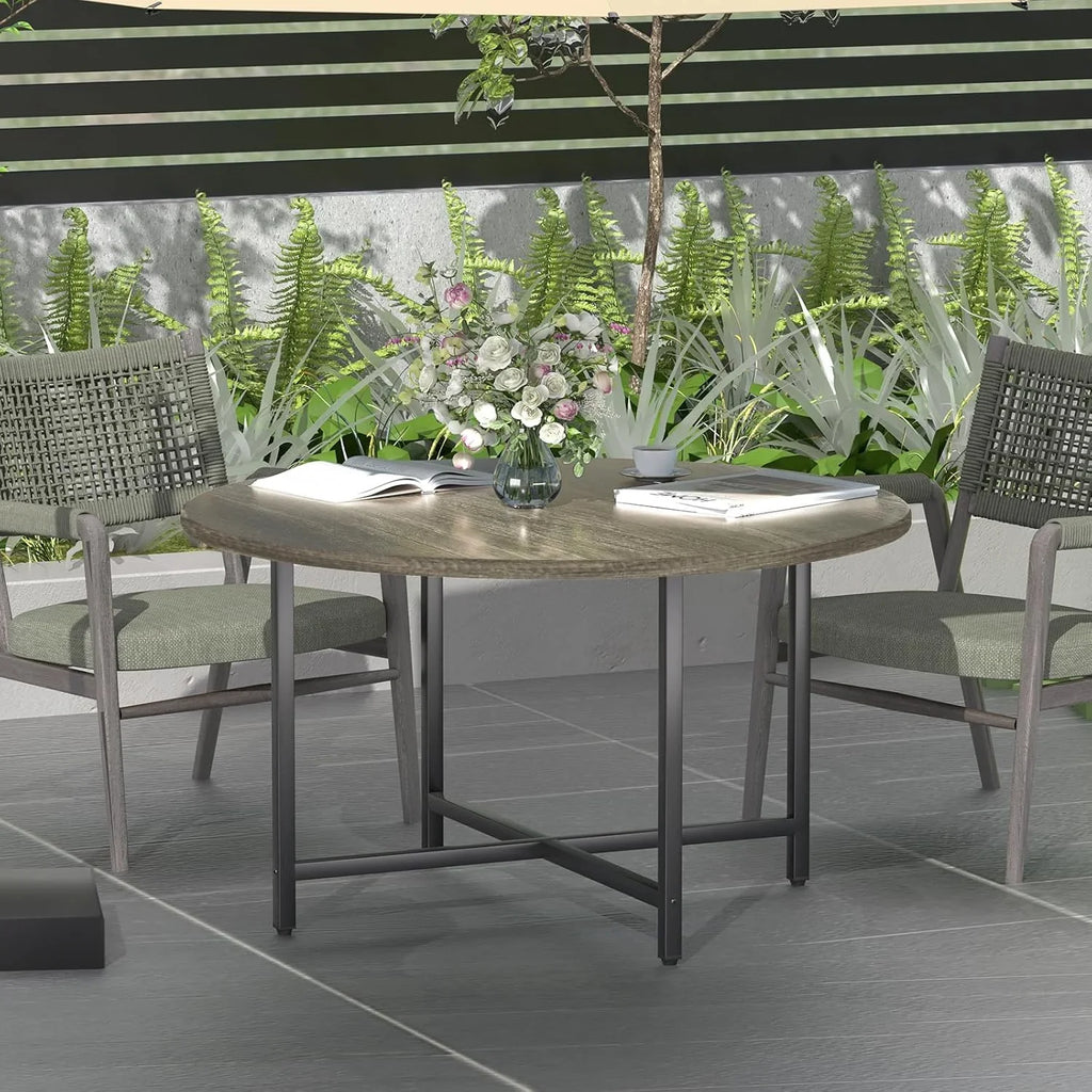 Round Coffee Table, 31.5 Circle Coffee Table��Roma Round Coffee Tables Living Room, Large Coffee Table Round for Indoor & Outdoor Use, Office, Patio or Garden, Large Gray(31.5 D x 17.7 H)
