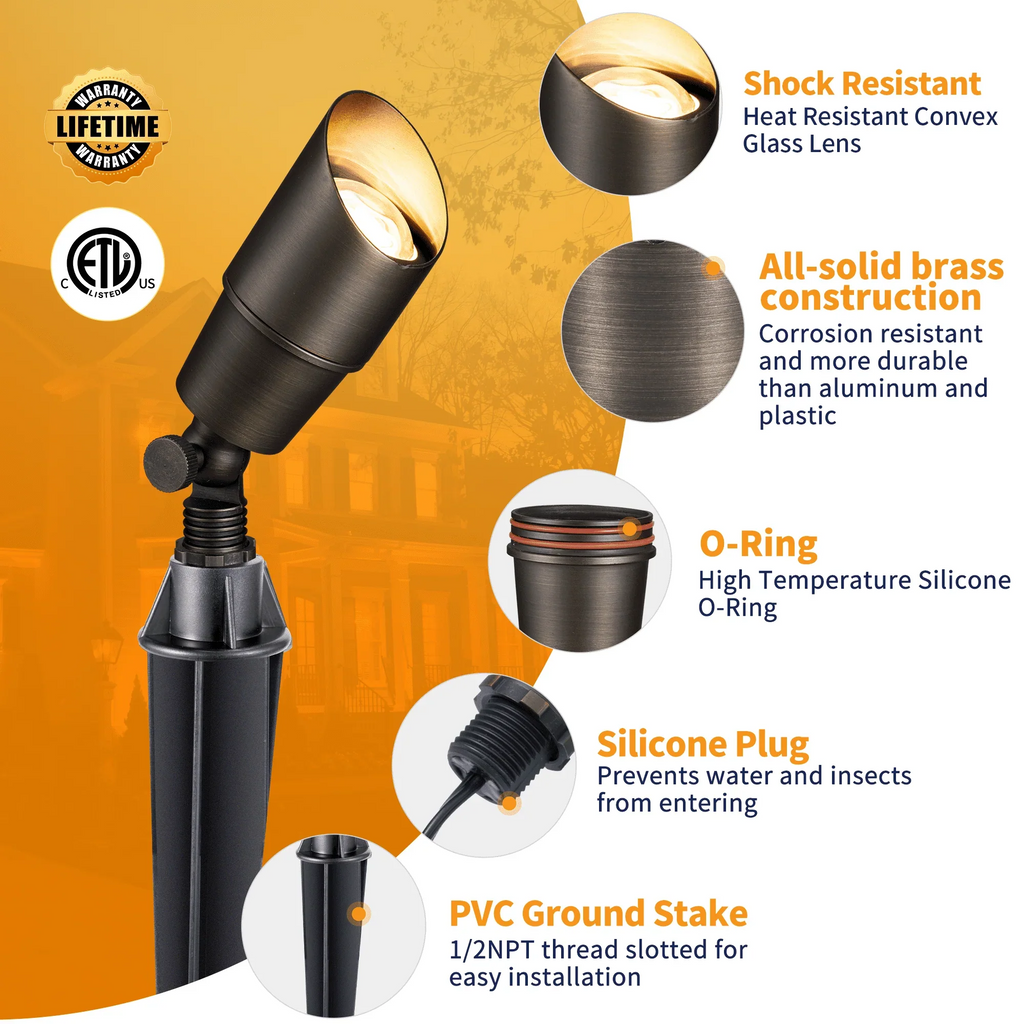 Gardenreet Mini Solid Brass Landscape Spotlight,12V Low Voltage Uplight Outdoor LED Landscape Light Fixture Without Bulb