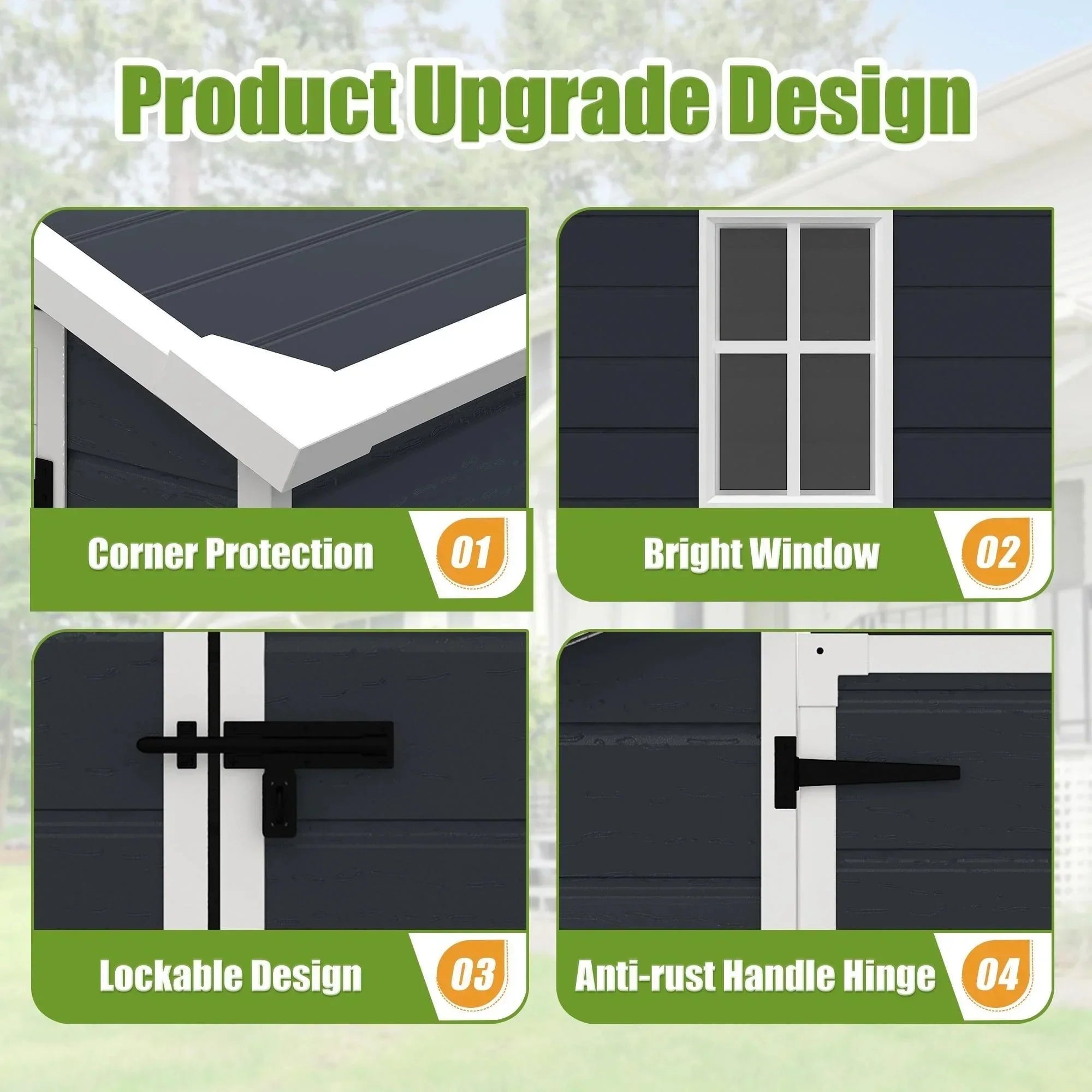Enyopro 306Gal Outdoor Storage Shed, Horizontal Resin Shed, Resistant Tool Plastic Shed for Storage of Bike/Garbage Cans/Garden Tools/Lawn Mowers
