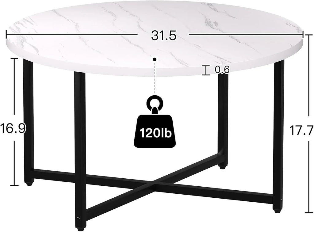 Round Coffee Table, 31.5 Circle Coffee Table��Roma Round Coffee Tables Living Room, Large Coffee Table Round for Indoor & Outdoor Use, Office, Patio or Garden, Large Gray(31.5 D x 17.7 H)