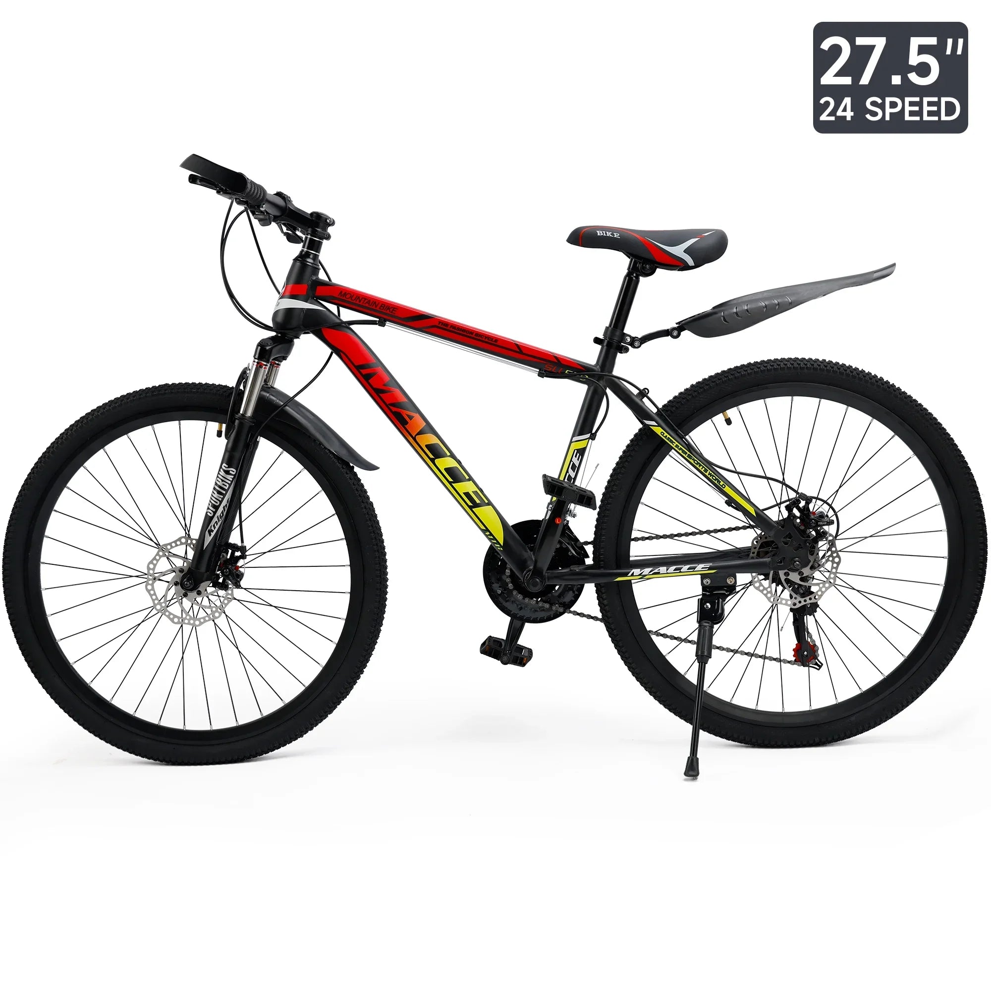 ARTUDATECH 24 26 27.5 Inch Mountain Bike, 24 Speeds with V/Disc Brakes High-Carbon Steel Frame Mens Womens Mountain Bike, Front Suspension MTB Bicycle for Adult & Teenagers