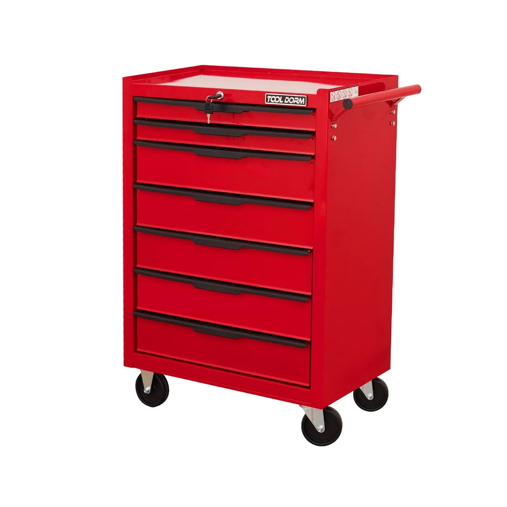 Tool Cabinet Tool Cart 24.2inch with 7 Drawers and Wheels, Metal Rolling Tool Box Locked Drawers Storage Organizer Cabinet for Garage, Warehouse, Repair Shop, Workshop, Brand