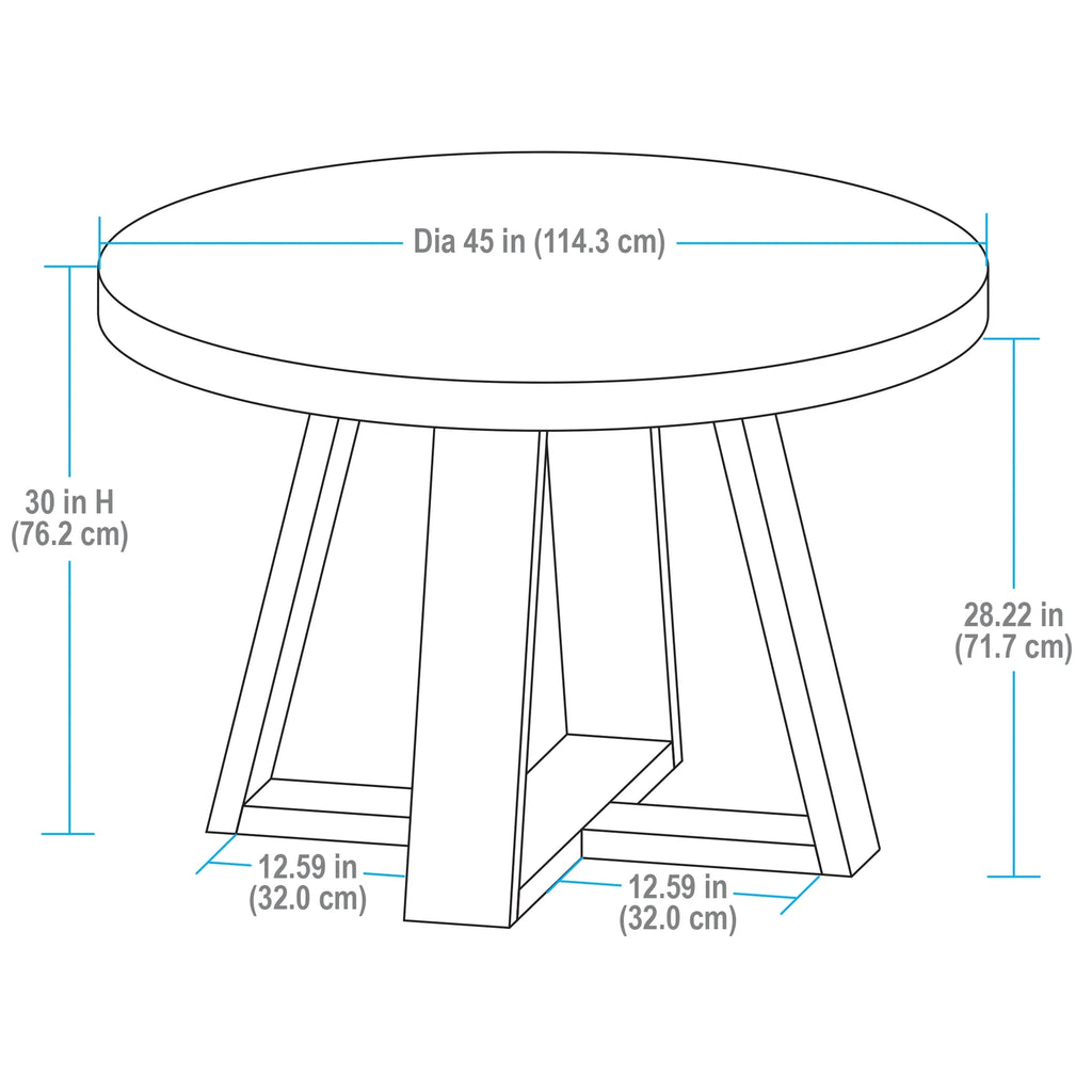 Better Homes & Gardens Ezra Round Wood Dining Table, 45 in, Walnut