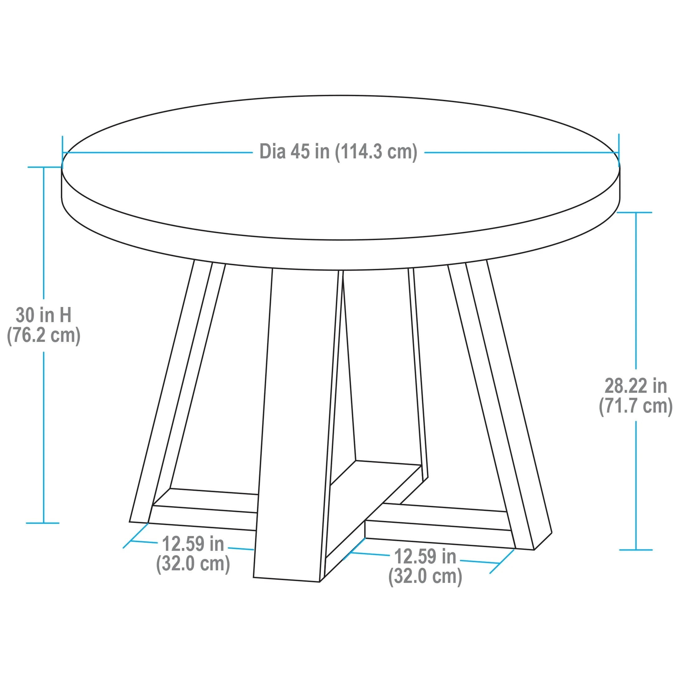 Better Homes & Gardens Ezra Round Wood Dining Table, 45 in, Walnut