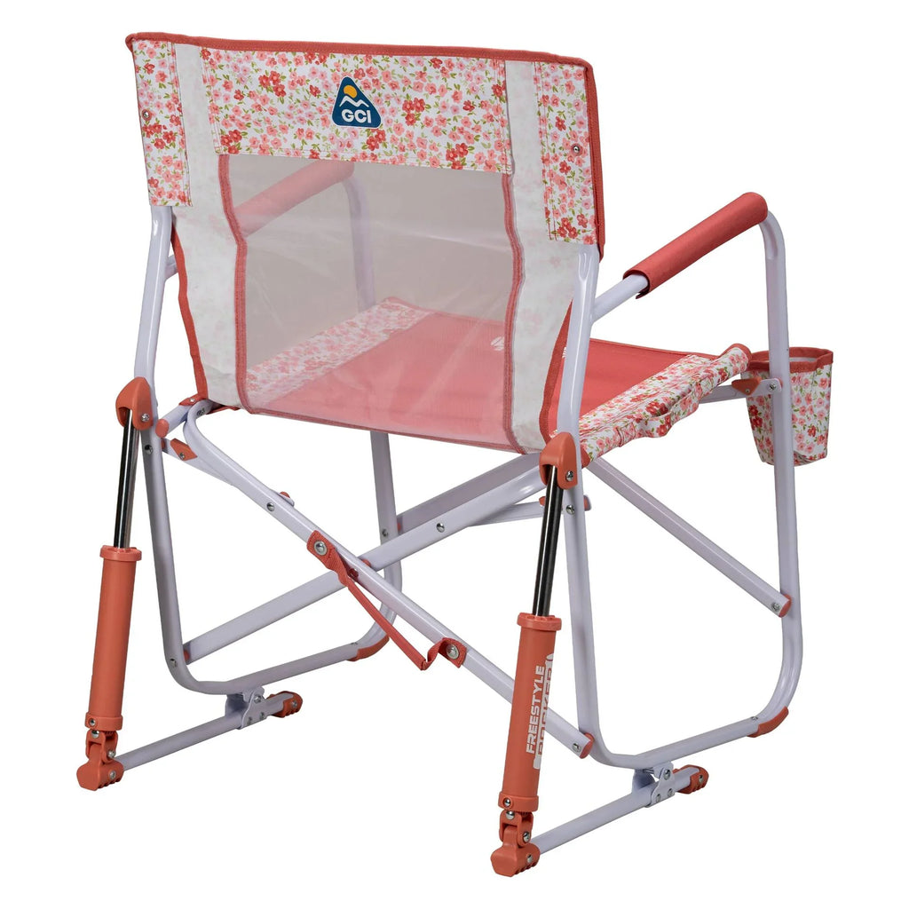 GCI Outdoor Freestyle Rocker Foldable Rocking Camp Chair, Purple Floral