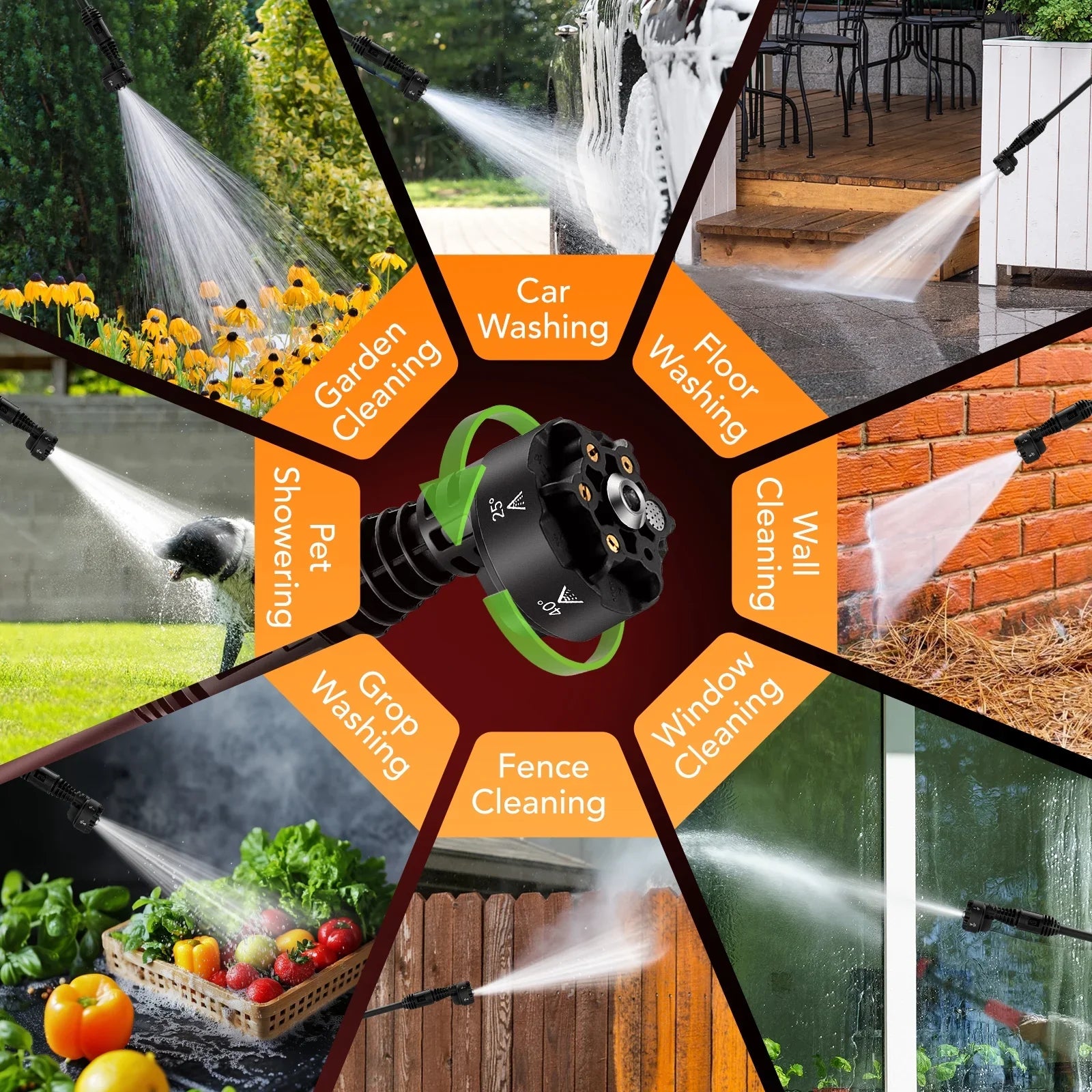 Filluck 1060PSI Cordless Pressure Washer, Portable Handheld High-Pressure Car Washer with 5.0Ah Long-Lasting Battery, 3-Speed Adjustable, 2.8GPM, 6-in-1 Nozzle for Car Cleaning/Garden/Floor
