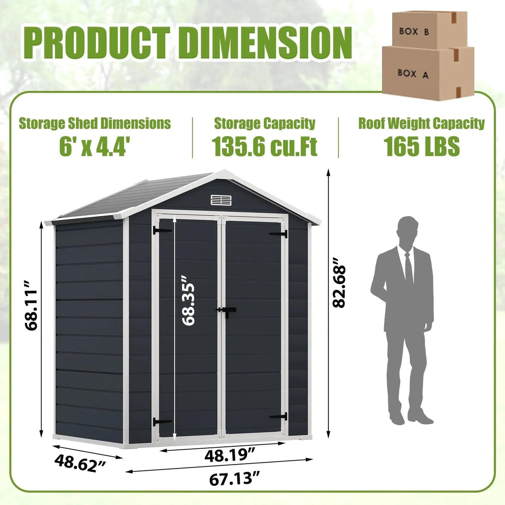 Enyopro 306Gal Outdoor Storage Shed, Horizontal Resin Shed, Resistant Tool Plastic Shed for Storage of Bike/Garbage Cans/Garden Tools/Lawn Mowers