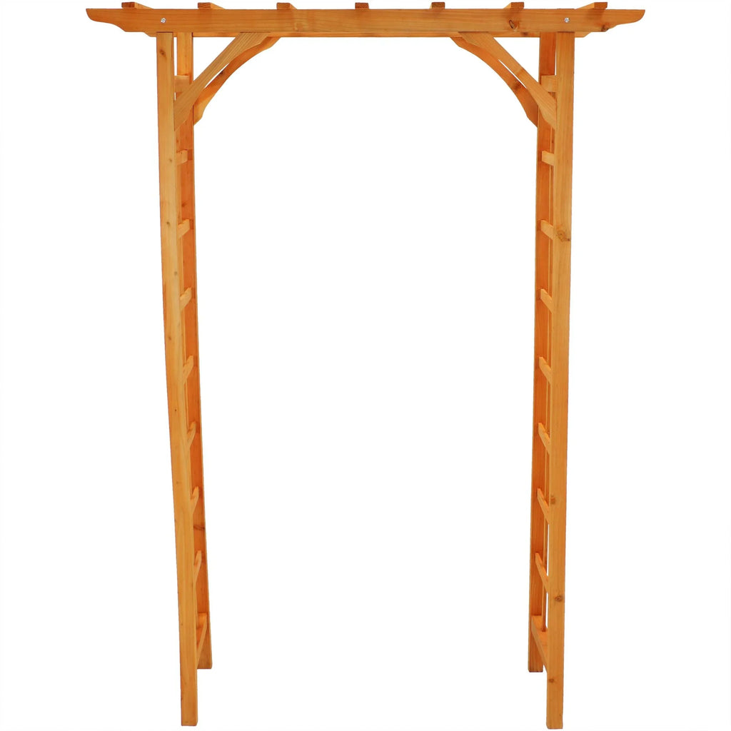 Sunnydaze 78.5 Brown Wooden Garden Arbor Walkway Wedding Arch, Weather-Resistant Finish
