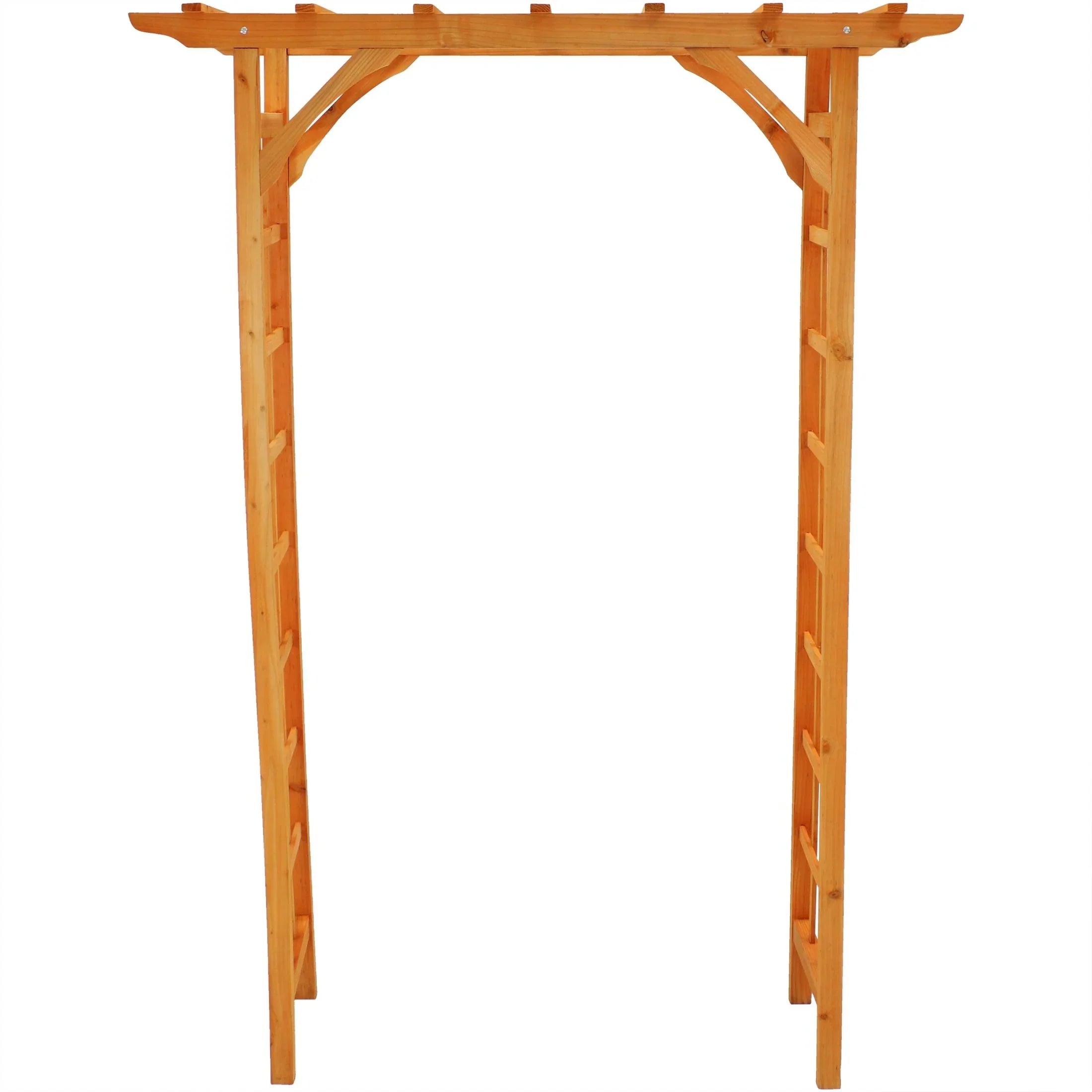 Sunnydaze 78.5 Brown Wooden Garden Arbor Walkway Wedding Arch, Weather-Resistant Finish