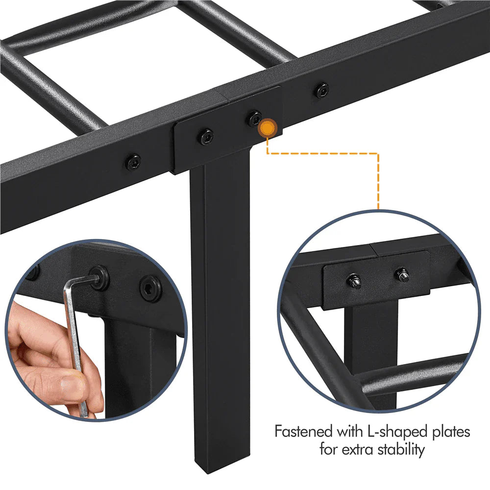Topeakmart Metal Platform Bed Frame with Headboard and Footboard, Queen Size, Matte Black