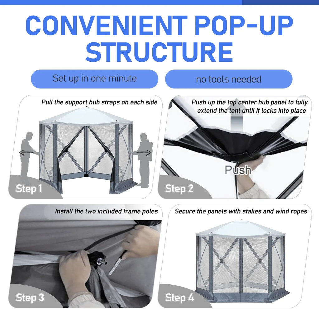 10x10 FT Pop Up Canopy with UPF 50+ Sun Protection, Portable Outdoor Sun Shelter with Vent Windows & Waterproof Roof for Lawn, Garden, Picnic, Sports Events; Easy Set Up in 60 Seconds