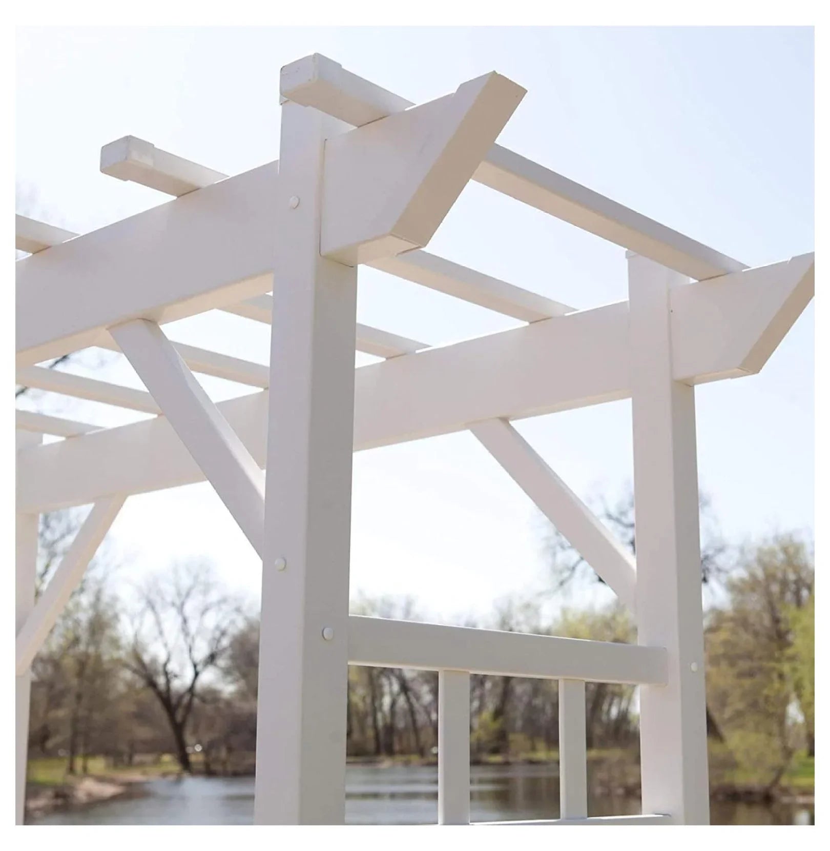 Dura-Trel PVC Garden Arbor, Arch Support for Climbing Plants, Providence, White, 64 x 85