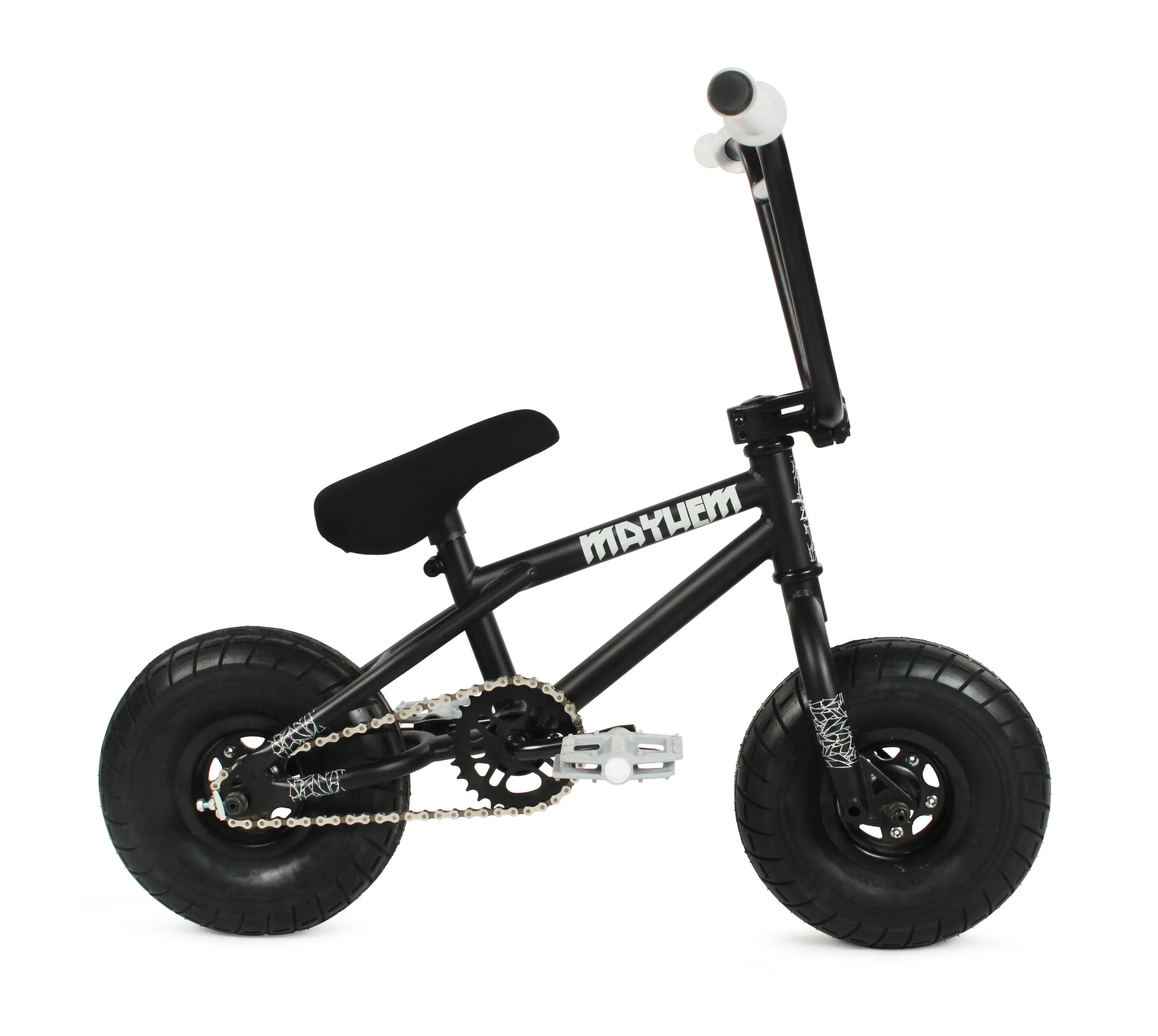 Mayhem Fat Tire Mini BMX Riot 1 Piece Crank 10 Mini BMX Newest Model Trick Bike (Riot Black Widow)