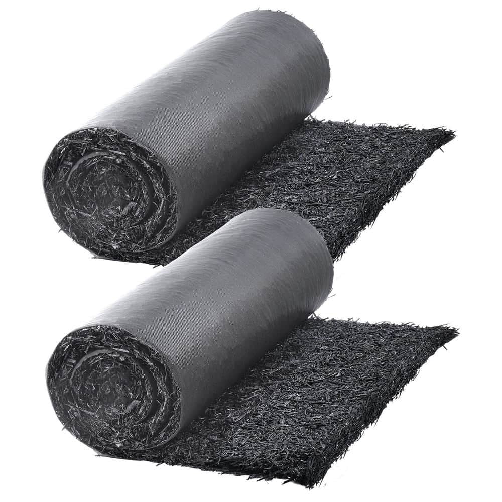 Barara King Rubber Mulch for Landscaping, 2 Rolls Recycled Rubber Mulch Mat 96 x 22 in, Permanent Rubber Pathway, Natural-Looking Black Mulch Garden Edging