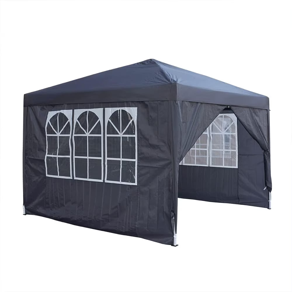 REKHH Pop Up Outdoor Gazebo Marquee 8.2''x8.2'' Garden Awning Tent Folding Canopy with 4 Sidewall and Carrying Bag for Festival Wedding Party 2.5MX2.5M (2.5x2.5m,Red)