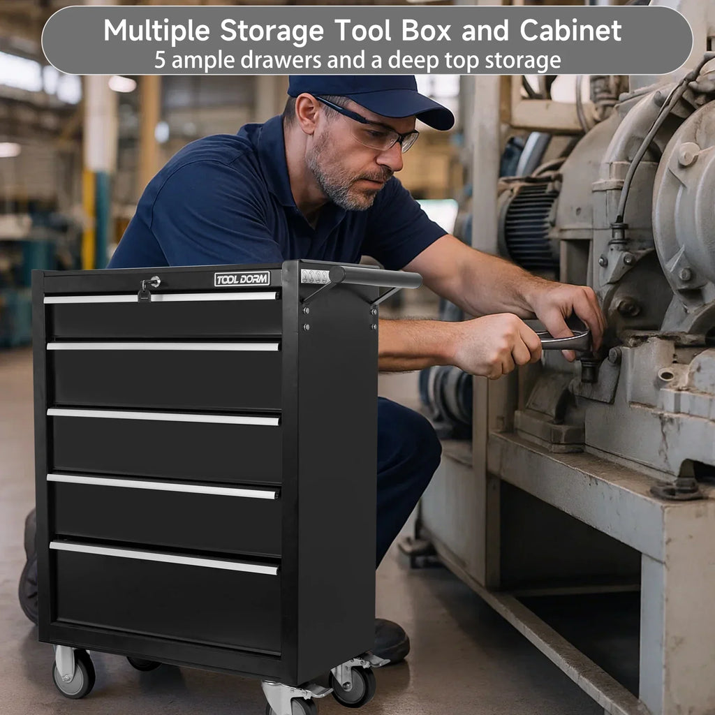 Tool Cabinet Tool Cart 24.2inch with 7 Drawers and Wheels, Metal Rolling Tool Box Locked Drawers Storage Organizer Cabinet for Garage, Warehouse, Repair Shop, Workshop, Brand