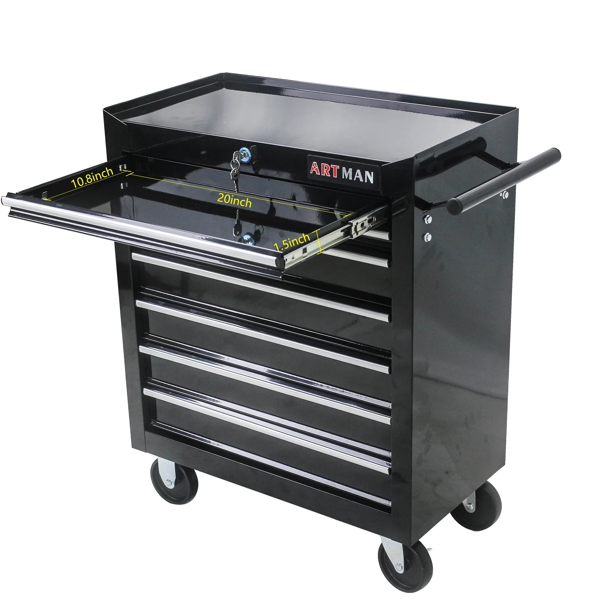 ARTMAN 7 Drawer Tool Rolling Storage Cart ,Tool Boxes Tool Chest with Wheels and Drawers for Garage Workshop Warehouse