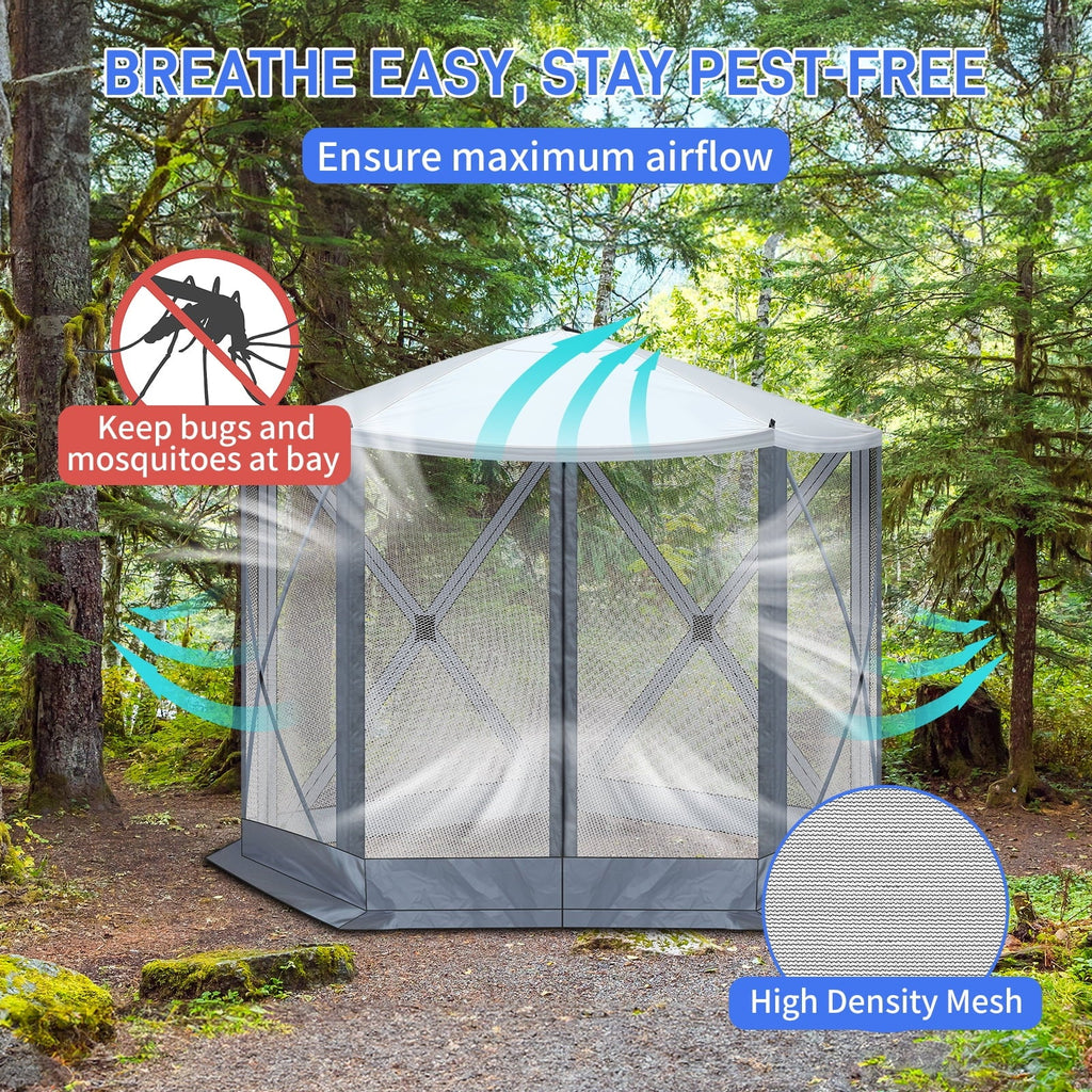 10x10 FT Pop Up Canopy with UPF 50+ Sun Protection, Portable Outdoor Sun Shelter with Vent Windows & Waterproof Roof for Lawn, Garden, Picnic, Sports Events; Easy Set Up in 60 Seconds