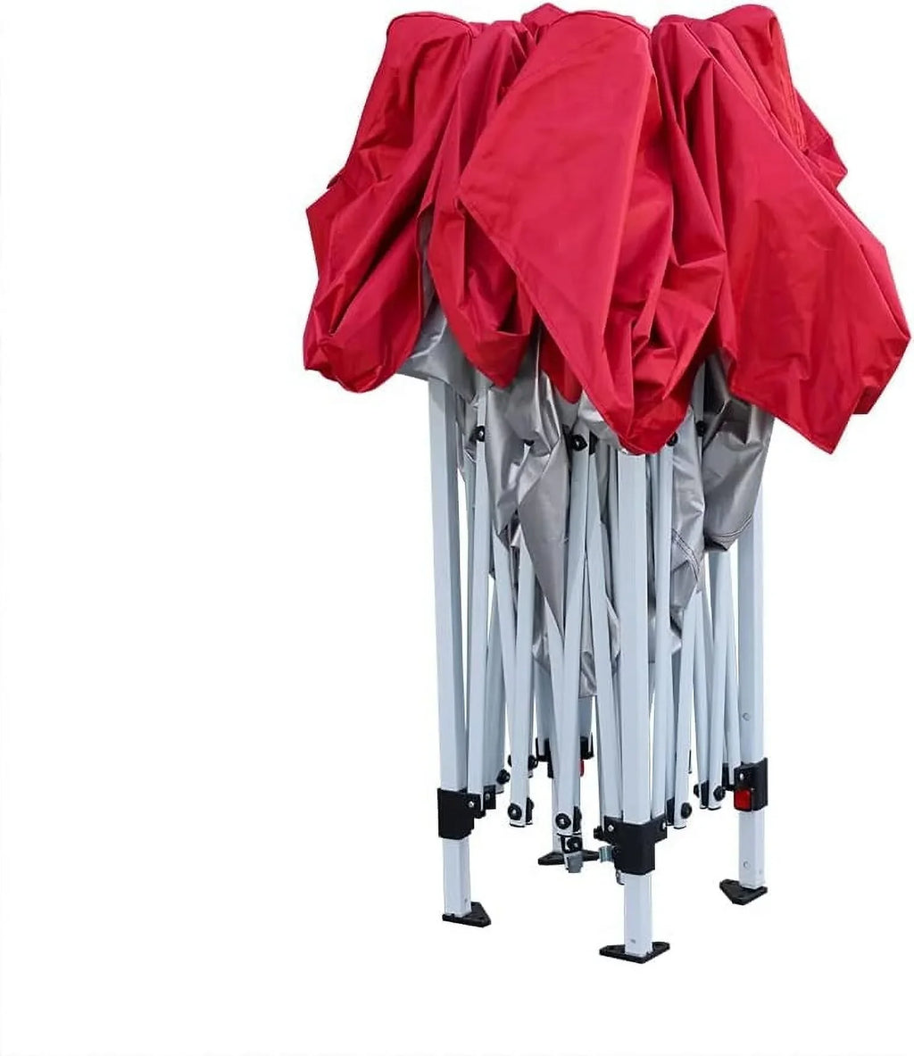 REKHH Pop Up Outdoor Gazebo Marquee 8.2''x8.2'' Garden Awning Tent Folding Canopy with 4 Sidewall and Carrying Bag for Festival Wedding Party 2.5MX2.5M (2.5x2.5m,Red)