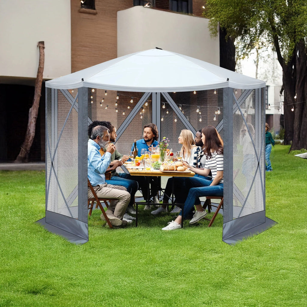 10x10 FT Pop Up Canopy with UPF 50+ Sun Protection, Portable Outdoor Sun Shelter with Vent Windows & Waterproof Roof for Lawn, Garden, Picnic, Sports Events; Easy Set Up in 60 Seconds