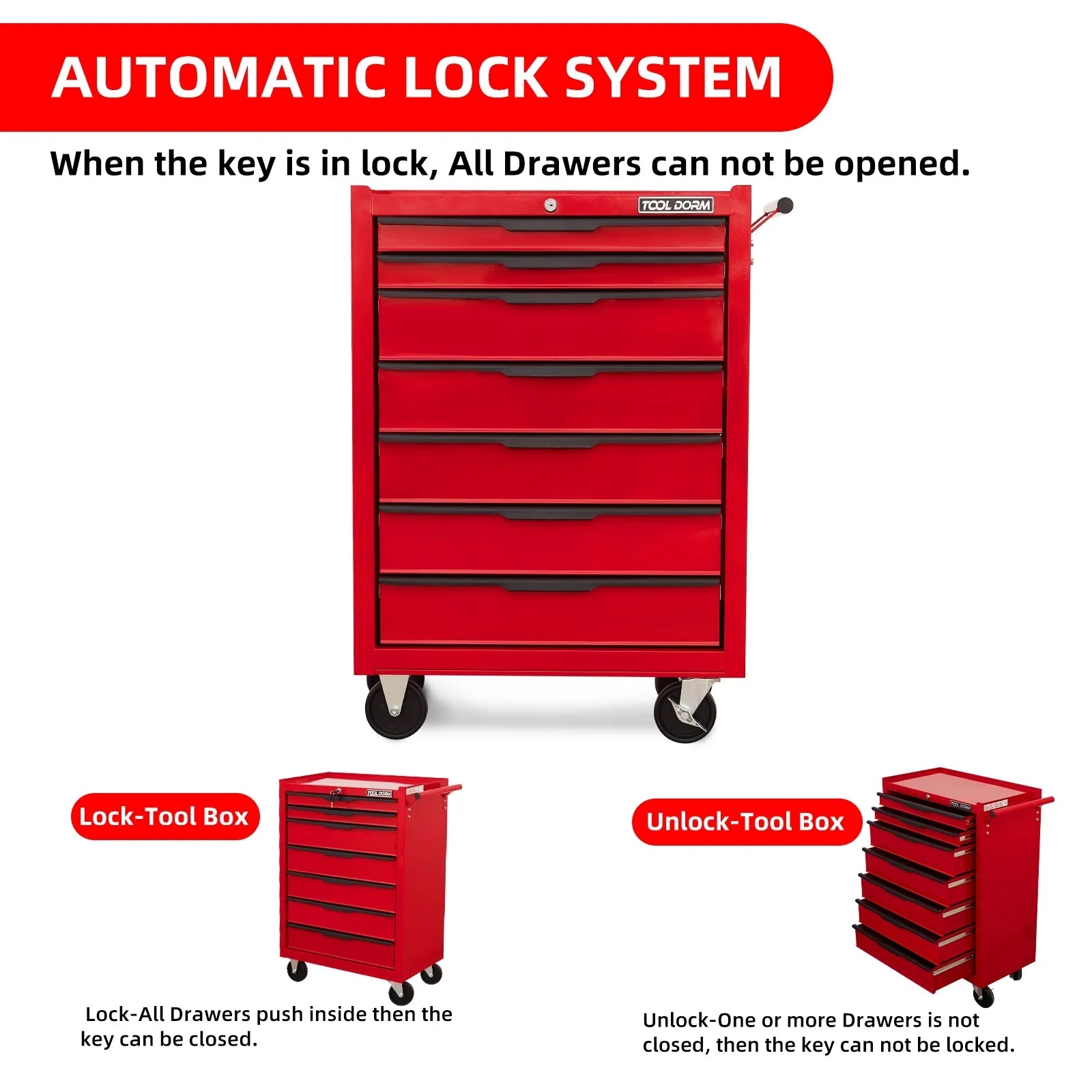 Tool Cabinet Tool Cart 24.2inch with 7 Drawers and Wheels, Metal Rolling Tool Box Locked Drawers Storage Organizer Cabinet for Garage, Warehouse, Repair Shop, Workshop, Brand