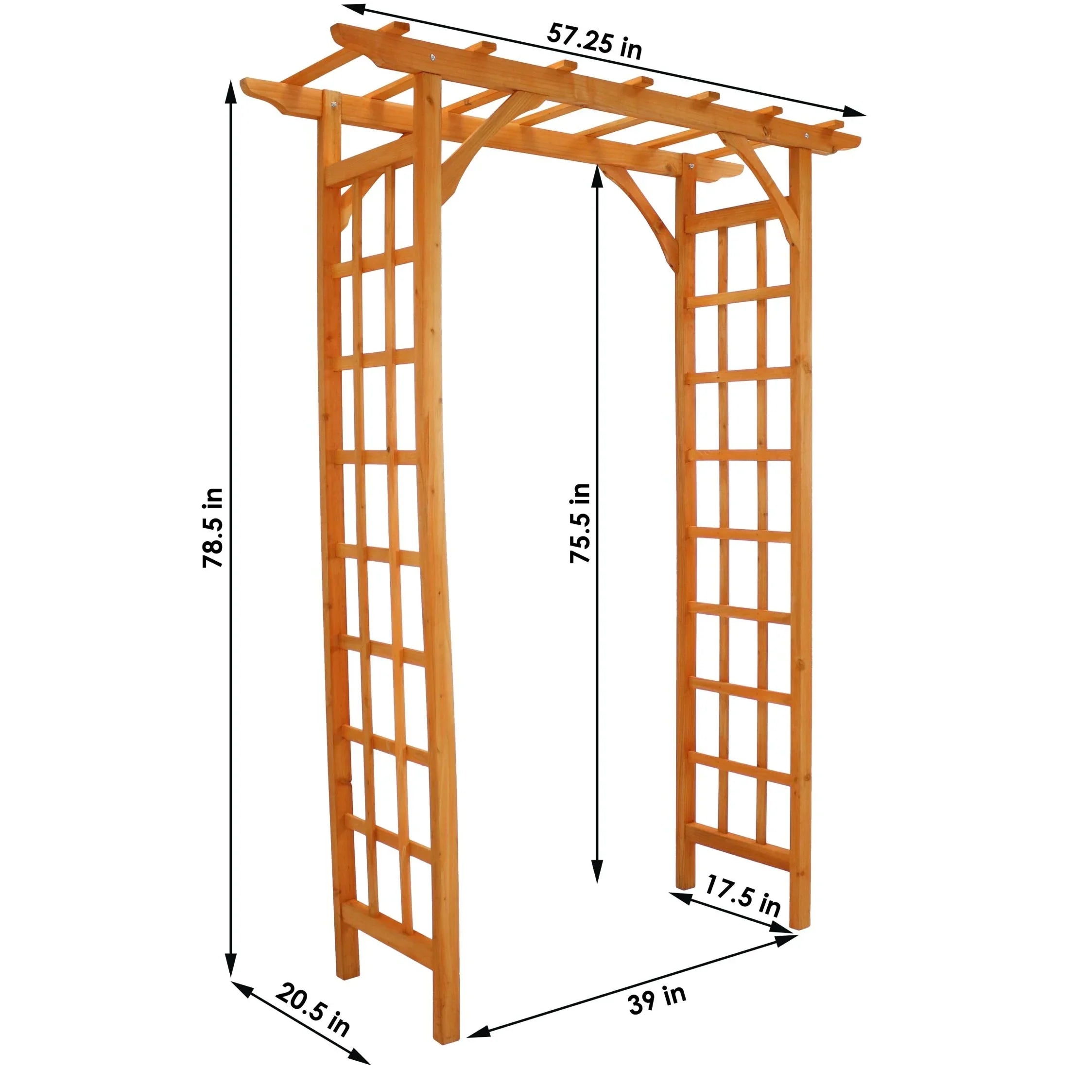 Sunnydaze 78.5 Brown Wooden Garden Arbor Walkway Wedding Arch, Weather-Resistant Finish