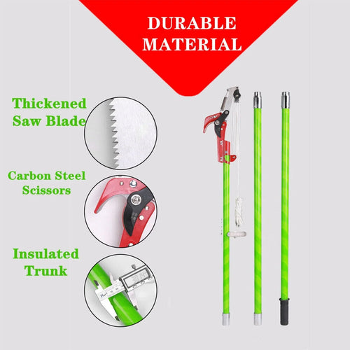 26 Feet Tree Extended Pruner Palm Tree Trimmer Manual Tree Pole Pruners Garden Tools for Tree Trimming Sawing and Shearing