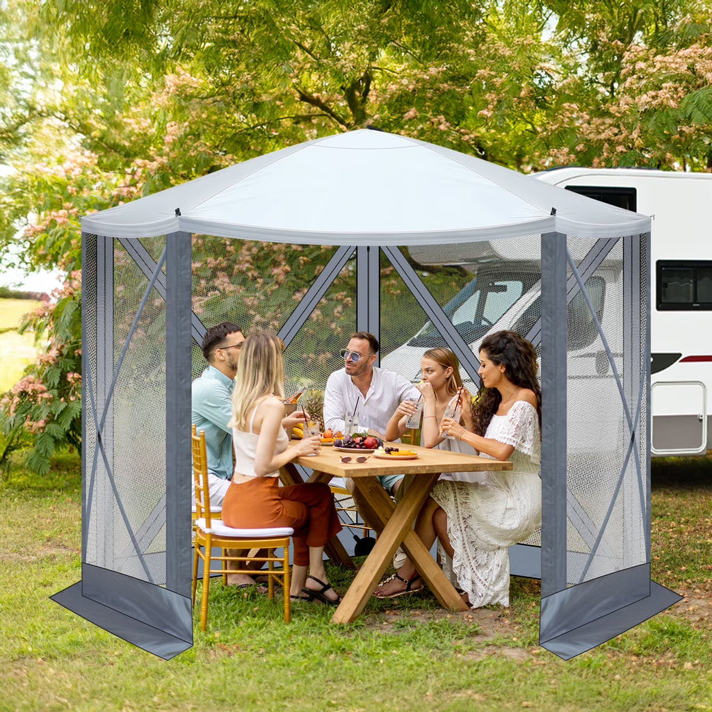 10x10 FT Pop Up Canopy with UPF 50+ Sun Protection, Portable Outdoor Sun Shelter with Vent Windows & Waterproof Roof for Lawn, Garden, Picnic, Sports Events; Easy Set Up in 60 Seconds
