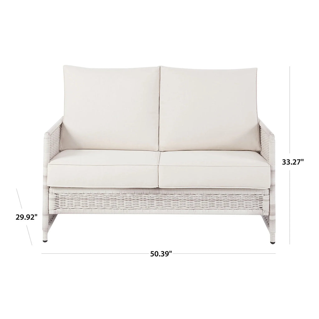 Better Homes & Gardens Paige 1 Piece Wicker Outdoor Loveseat with Cushions, White
