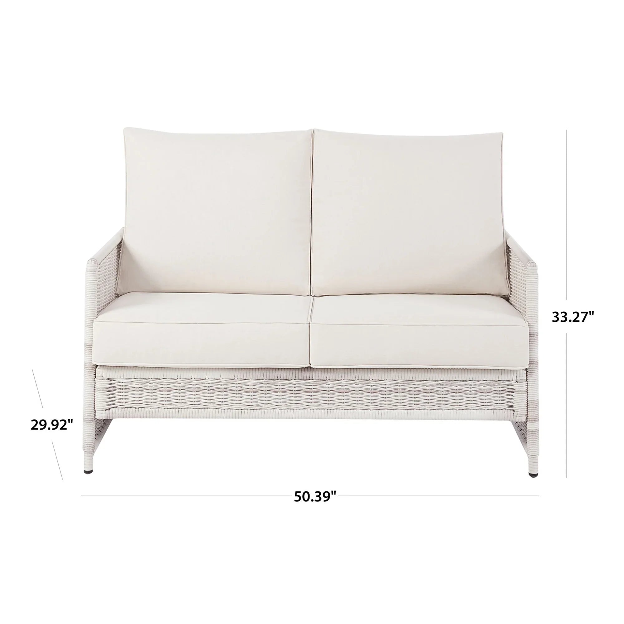 Better Homes & Gardens Paige 1 Piece Wicker Outdoor Loveseat with Cushions, White