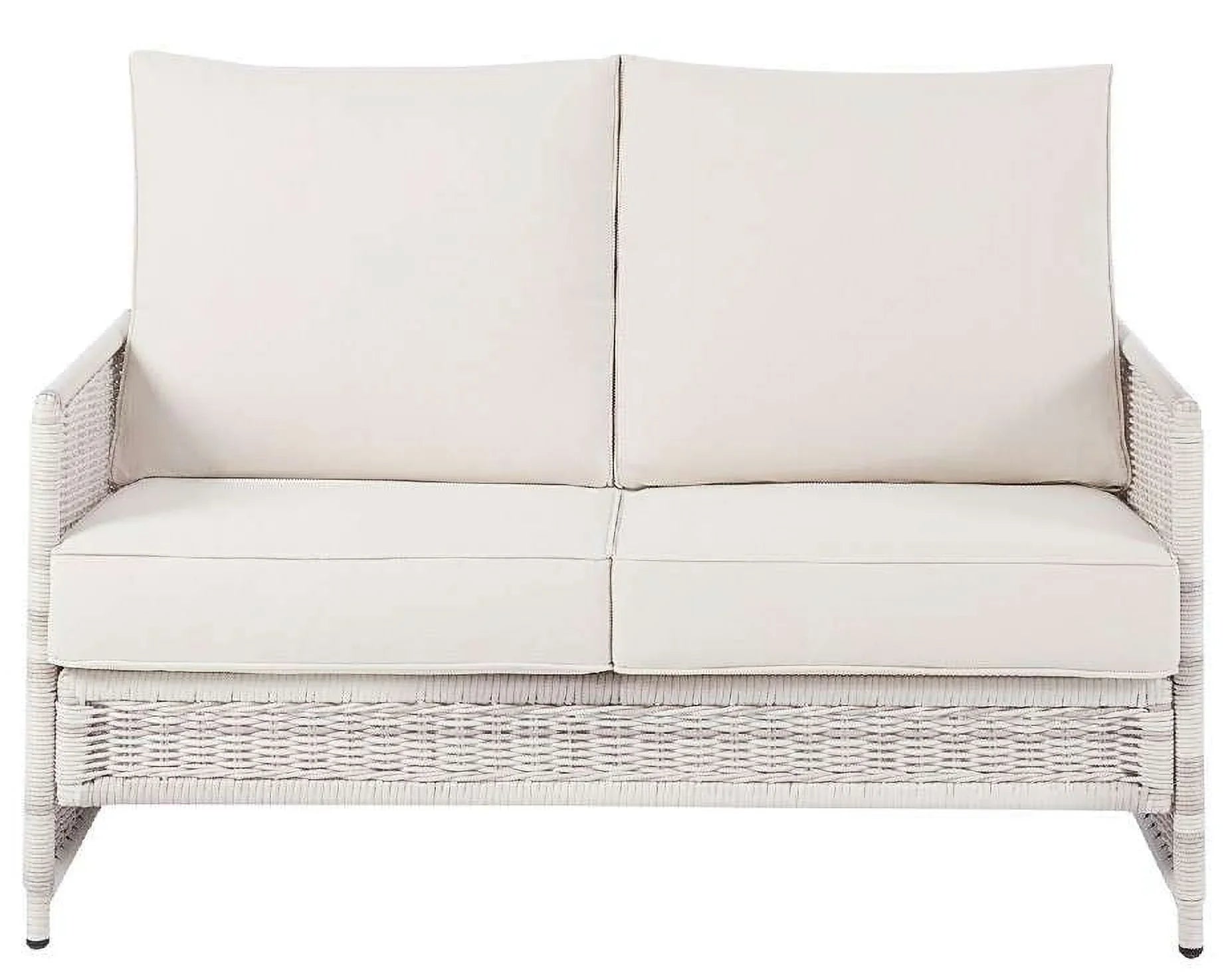 Better Homes & Gardens Paige 1 Piece Wicker Outdoor Loveseat with Cushions, White
