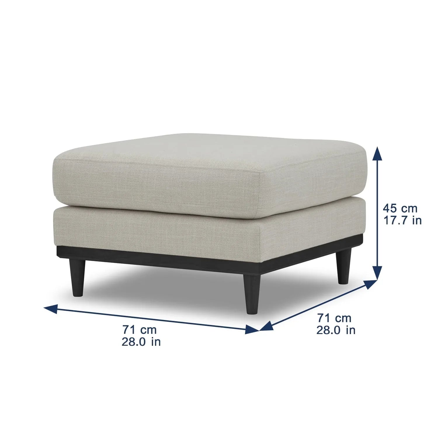 Better Homes & Gardens Springwood Square Wood Frame Ottoman, Charcoal Finish