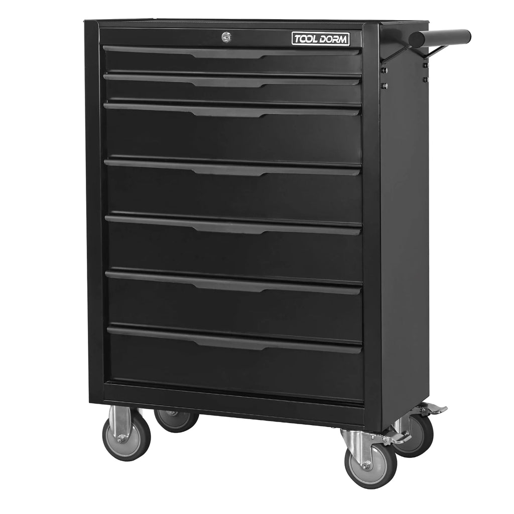 Tool Cabinet Tool Cart 24.2inch with 7 Drawers and Wheels, Metal Rolling Tool Box Locked Drawers Storage Organizer Cabinet for Garage, Warehouse, Repair Shop, Workshop, Brand