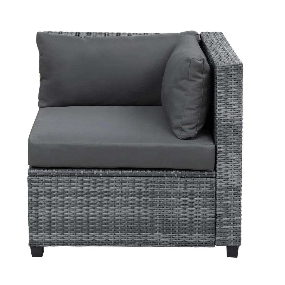 8 Piece Patio Outdoor Furniture Set, PE Rattan Sectional Sofa Set with 2 Tea Tables, Ottoman & Washable Cushions, All-Weather Wicker Conversation Couch Set for Patio, Deck, Garden, Backyard, K2460