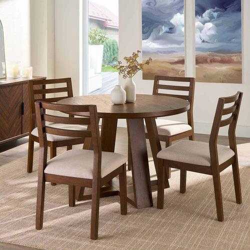 Better Homes & Gardens Ezra Round Wood Dining Table, 45 in, Walnut