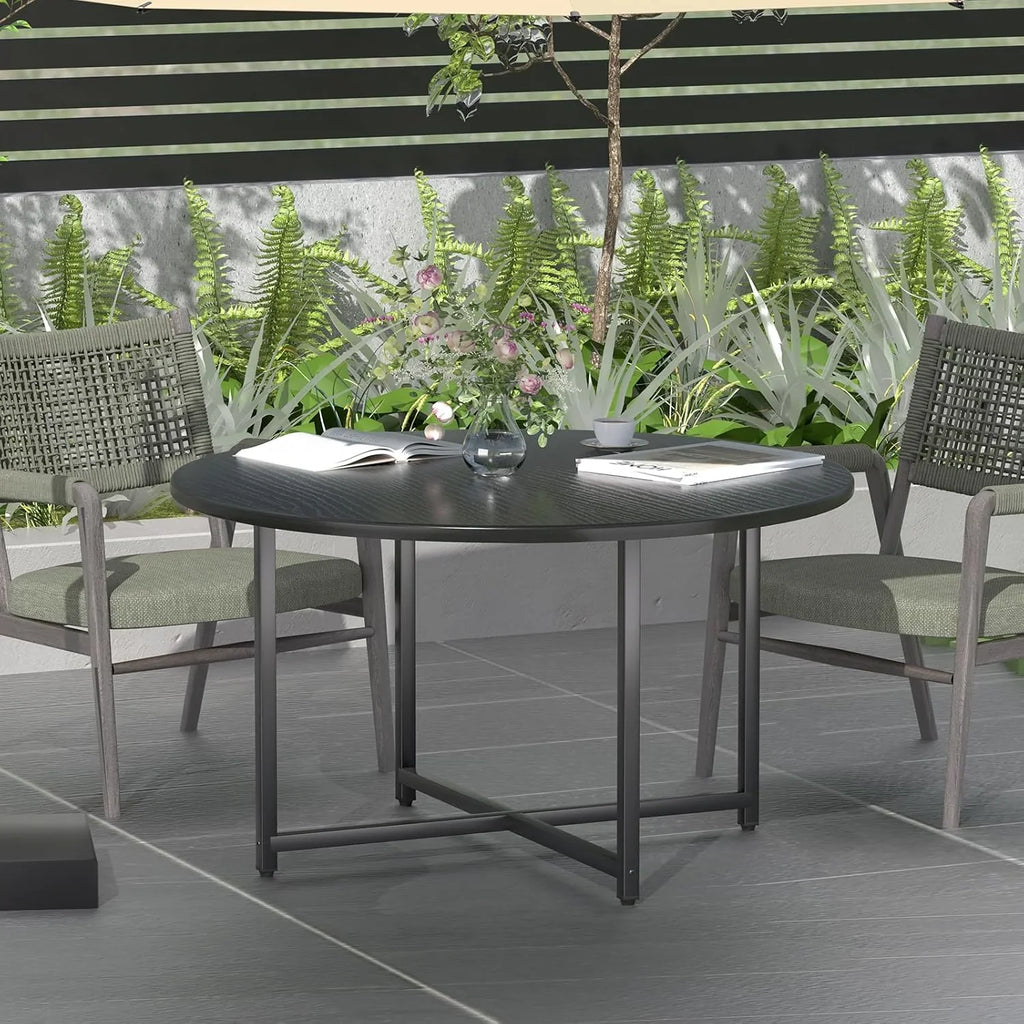 Round Coffee Table, 31.5 Circle Coffee Table��Roma Round Coffee Tables Living Room, Large Coffee Table Round for Indoor & Outdoor Use, Office, Patio or Garden, Large Gray(31.5 D x 17.7 H)