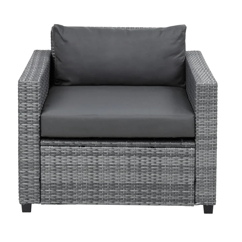 8 Piece Patio Outdoor Furniture Set, PE Rattan Sectional Sofa Set with 2 Tea Tables, Ottoman & Washable Cushions, All-Weather Wicker Conversation Couch Set for Patio, Deck, Garden, Backyard, K2460