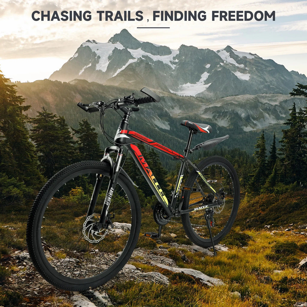 ARTUDATECH 24 26 27.5 Inch Mountain Bike, 24 Speeds with V/Disc Brakes High-Carbon Steel Frame Mens Womens Mountain Bike, Front Suspension MTB Bicycle for Adult & Teenagers