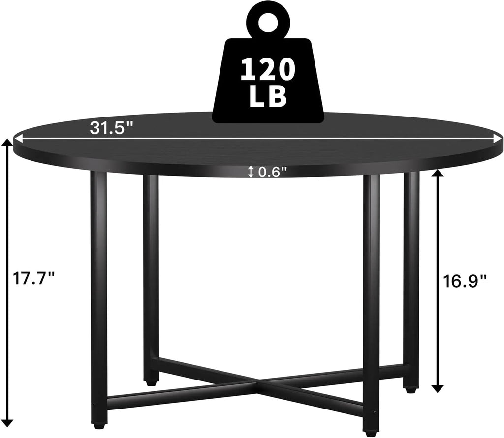 Round Coffee Table, 31.5 Circle Coffee Table��Roma Round Coffee Tables Living Room, Large Coffee Table Round for Indoor & Outdoor Use, Office, Patio or Garden, Large Gray(31.5 D x 17.7 H)