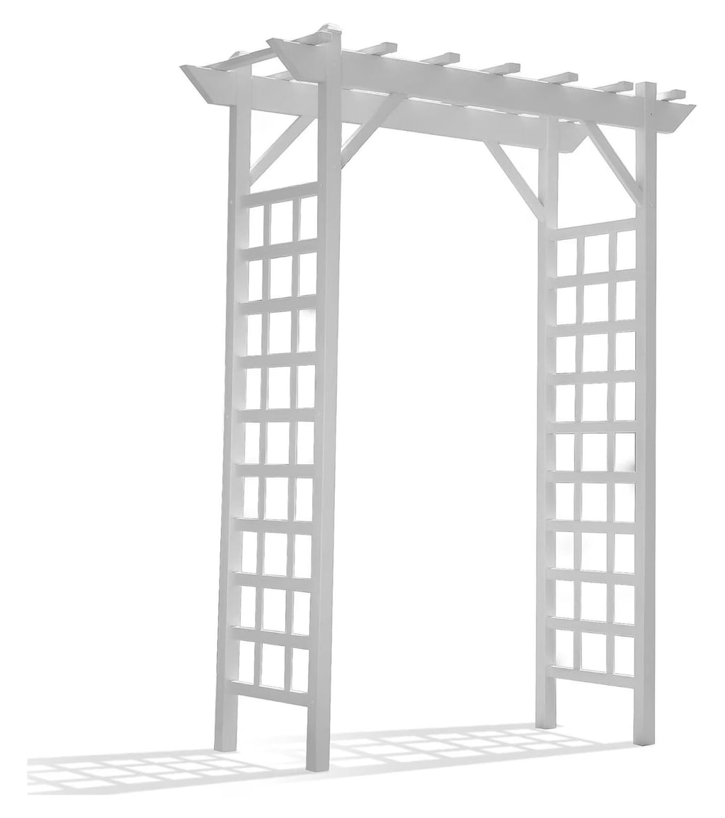 Dura-Trel PVC Garden Arbor, Arch Support for Climbing Plants, Providence, White, 64 x 85