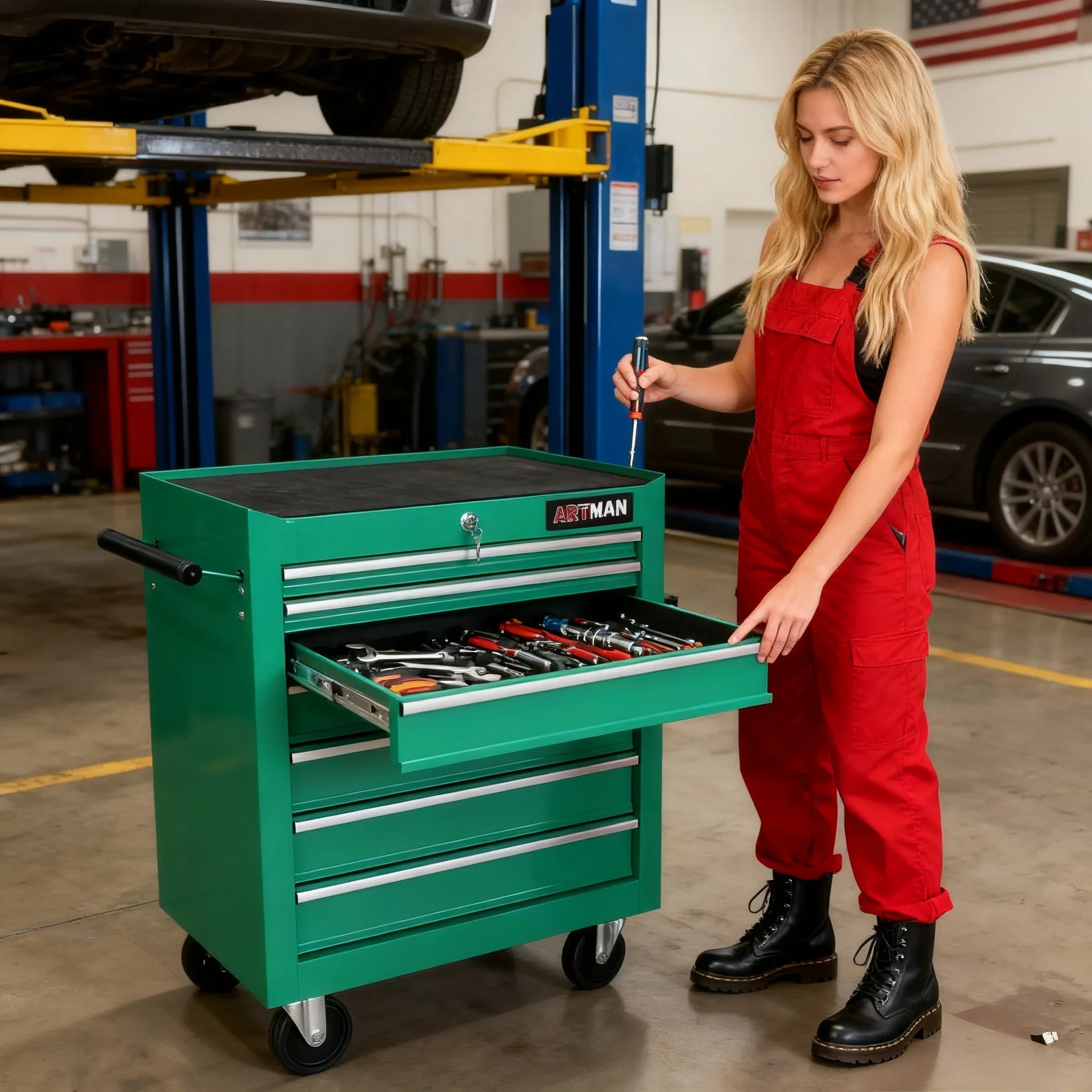 ARTMAN 7 Drawer Tool Rolling Storage Cart ,Tool Boxes Tool Chest with Wheels and Drawers for Garage Workshop Warehouse