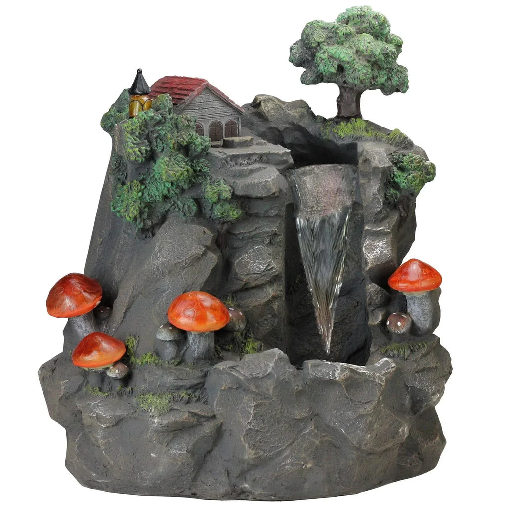 Northlight 24.5 Solar LED Lighted Mushrooms By Waterfall Outdoor Patio Garden Water Fountain