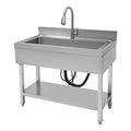 Loyalheartdy Stainless Steel Commercial Sink Freestanding Single High Capacity Utility Sinks with Pull-Out Faucet & Storage Shelf for Kitchen Laundry Room Garage Outdoor Garden 36 x 20 x 49